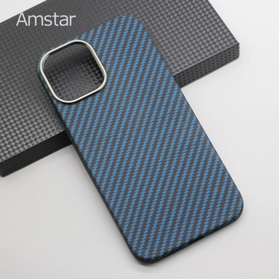 Amstar Navy Blue Pure Carbon Fiber Phone Case for iPhone 12 Pro Max Ultra-thin Carbon Fiber Phone Case Cover for iPhone 12 Mini