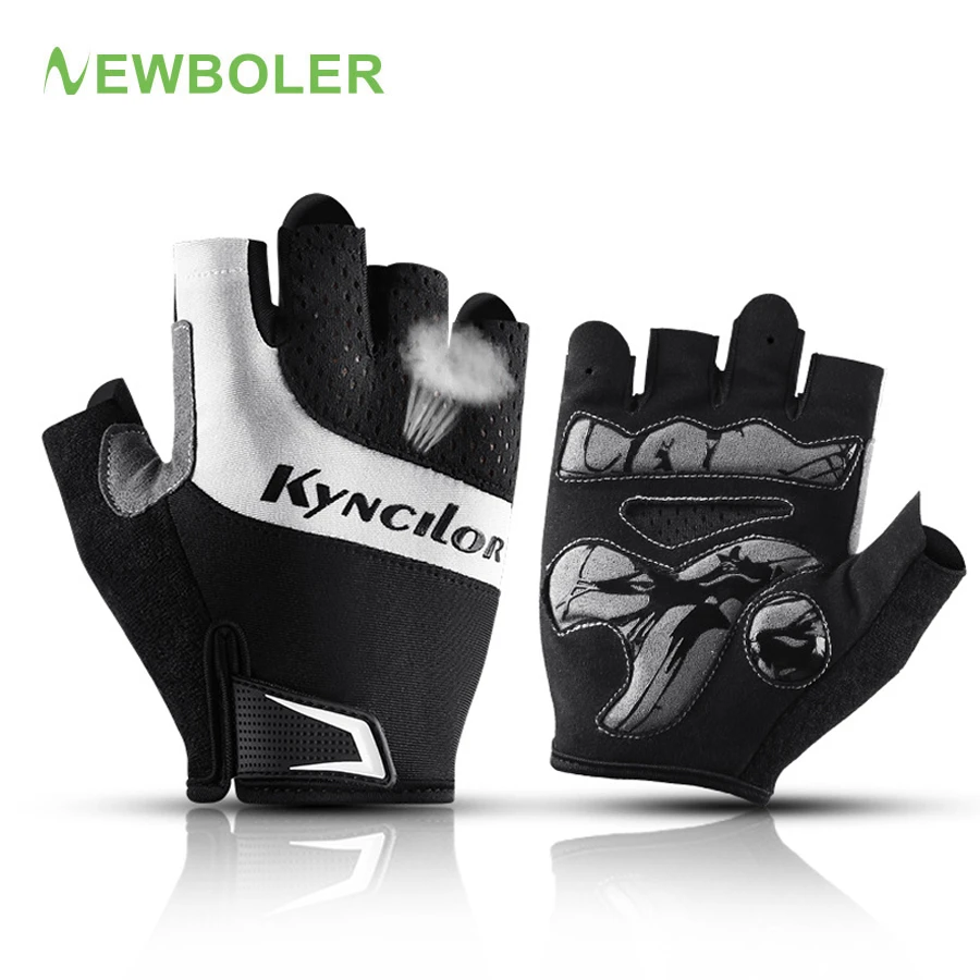 NEWBOLER Summer Cycling Gloves Half Finger Shockproof Breathable MTB Road Bike Bicycle Gloves Fitness Sports Cycling Equipment