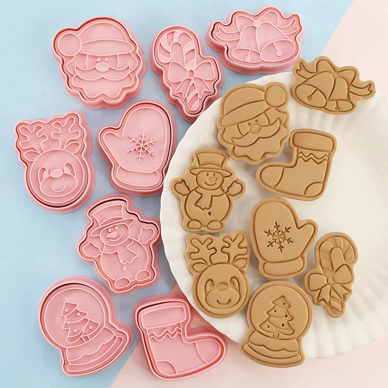 8 Pcs/Set DIY Cartoon Biscuit Mould Christmas Cookie Cutters ABS Plastic Baking Mould Cookie Tools Cake Decorating Tools