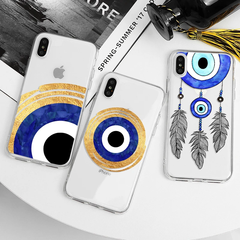 Evil Eye Illustrations Phone Cases For iPhone 13 12 11 Pro X XR XS Max Mini SE 2020 7 8 6 6S Plus 5 5S SE Back Cover Fundas Etui