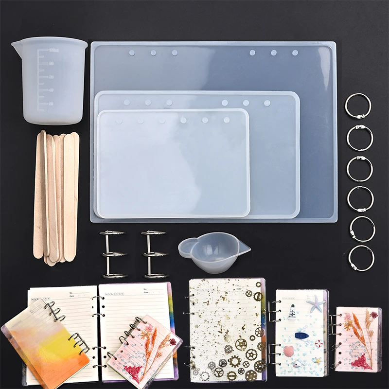 Silicone Casting Molds Tool Set For A5 A6 A7 Notebook Cover Casting Epoxy Resin Mould DIY Crafts Jewelry Making