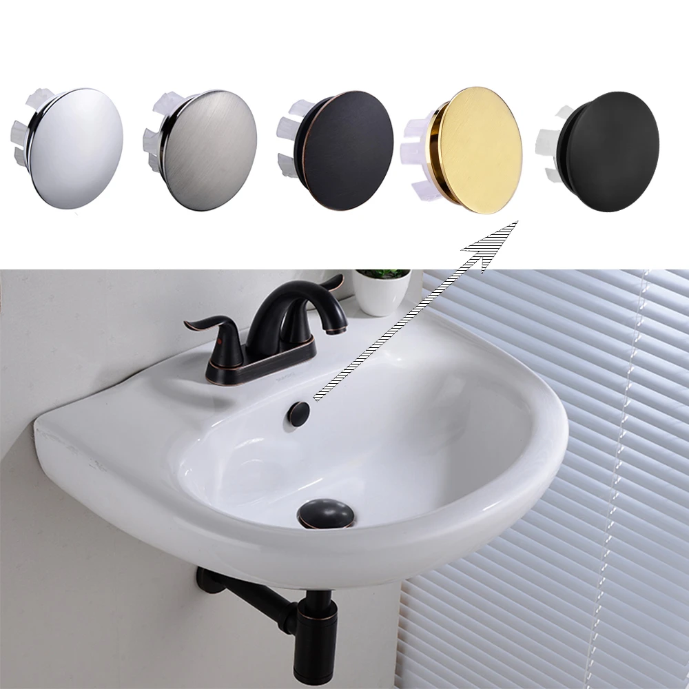 Solid Brass Sink Overflow Cap Round Hole Cover for Bathroom Basin Chrome/Brushed Nickle/ORB/Brushed Gold/Matte Black Finished