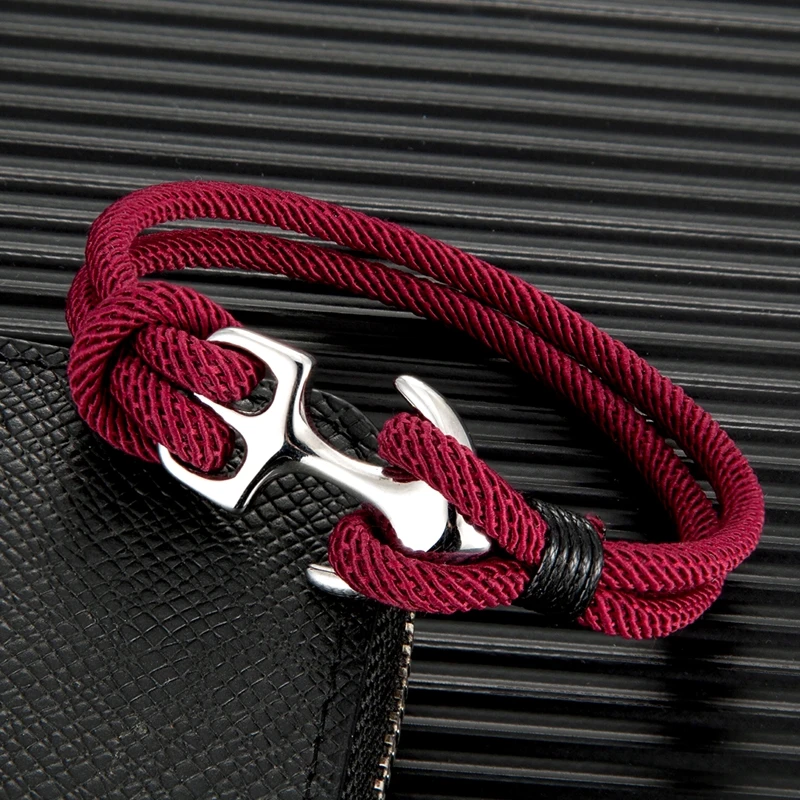 MKENDN Men Survival Bracelet Outdoor Camping Rescue Emergency Anchor Rope Bracelet For Women Stainless Steel Sport Buckle Gift