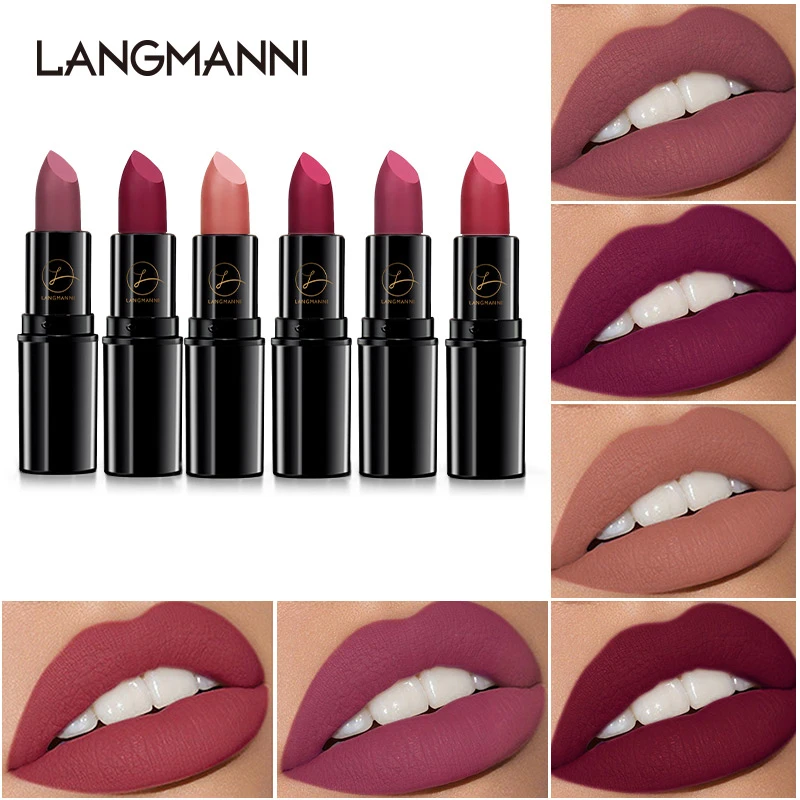 New 6 Color Portable Matte  Lipstick Waterproof Sweatproof Lip Gloss Lasting Women Lip Tint Beauty Cosmetics TSLM1