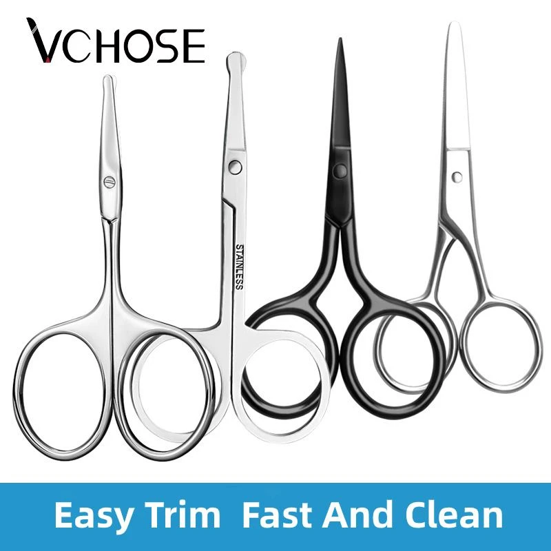 Facial Makeup Scissors Pointed Stainless Steel Beauty Scissors Multi-Model Round Professional Nose Eyebrow Beard Eyelash Trimmer