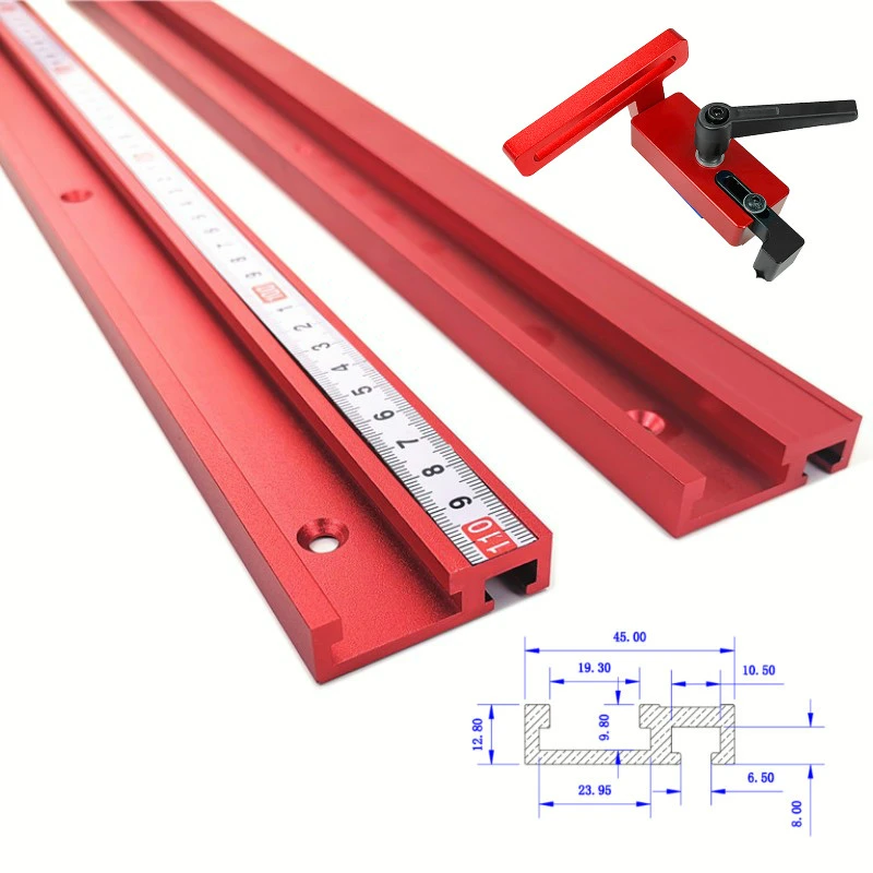 Chute Aluminium alloy T-tracks Model 45 T slot and Standard Miter Track Stop Woodworking Tool for workbench Router Table