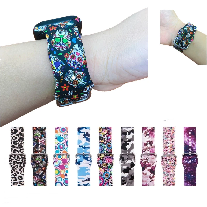 Strap for Apple Watch Band 44MM 40MM 38MM 42MM Floral Leopard Printing Silicone Bracelet Belt for iWatch Series 7 6 SE 5 4 3 2