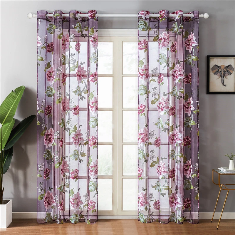 YokiSTG Flowers Tulle For Kitchen Living Room Bedroom Sheer Curtains Home Decoration Window Treatments Voile Panel Drapes