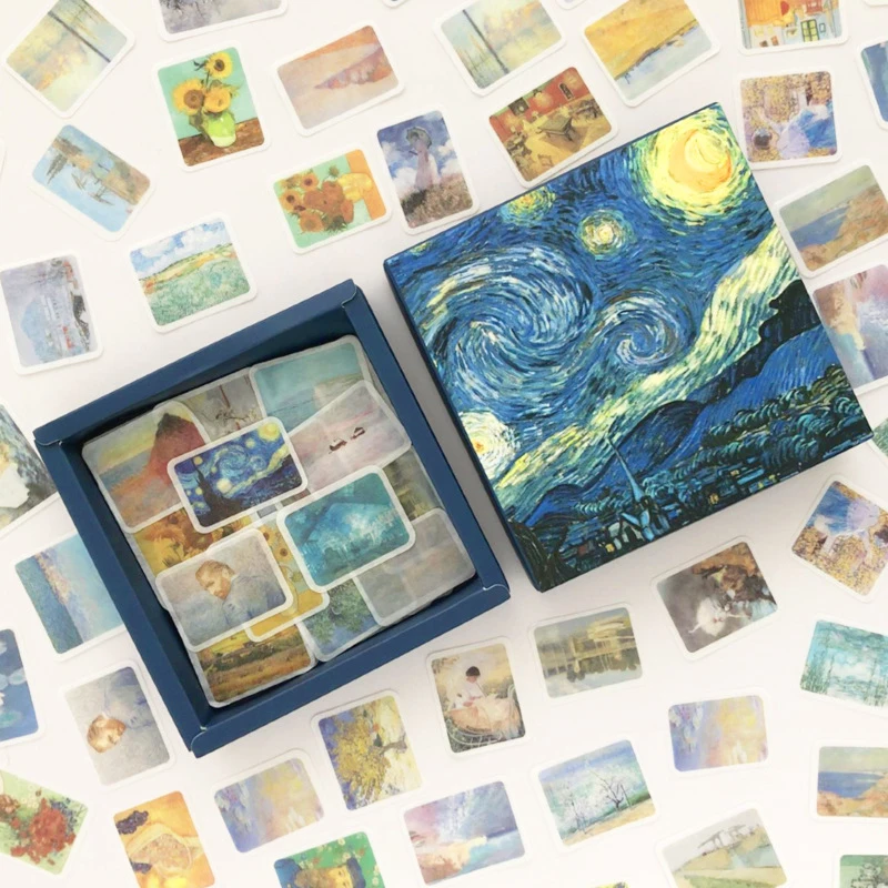 200pcs/pack Van Gogh starry sky  Decorative Washi Stickers Scrapbooking Stick Label Diary Stationery Album Sticker