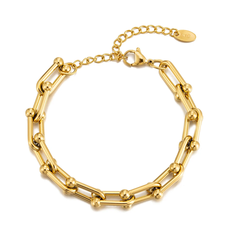 Top Quality Stainless Steel U-Shaped Handmade Chain Bracelet For Women Charm Bracelets New Fashion Jewelry Girls Gift Wholesale