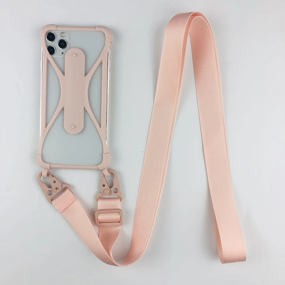 General Purpose Silicone Cell Phone Lanyard Strap Case Holder With Detachable Neckstrap Universal For Smartphone