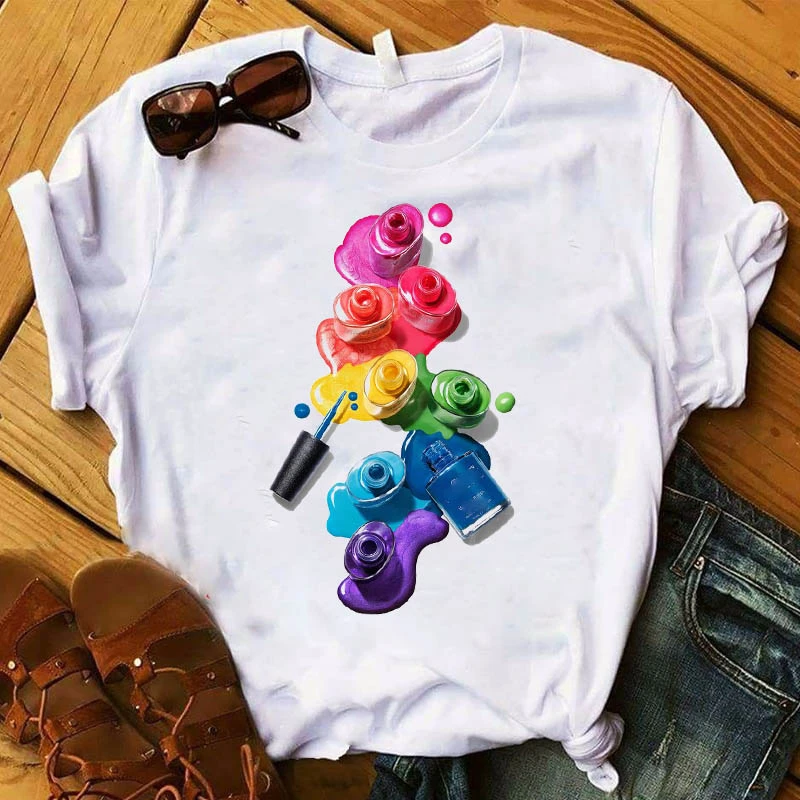 Women T Womens Casual Trend Graphic 3D Finger Nail Fashion Cute Printed Top Tshirt Female Tee Shirt Ladies Clothes T-shirt