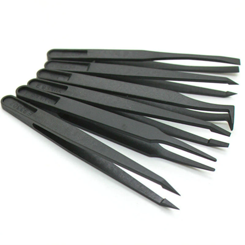 8pcs Anti-static Carbon fiber  Electronic Tweezers Kit ESD Plastic Forceps PCB Repair Hand Tools Set