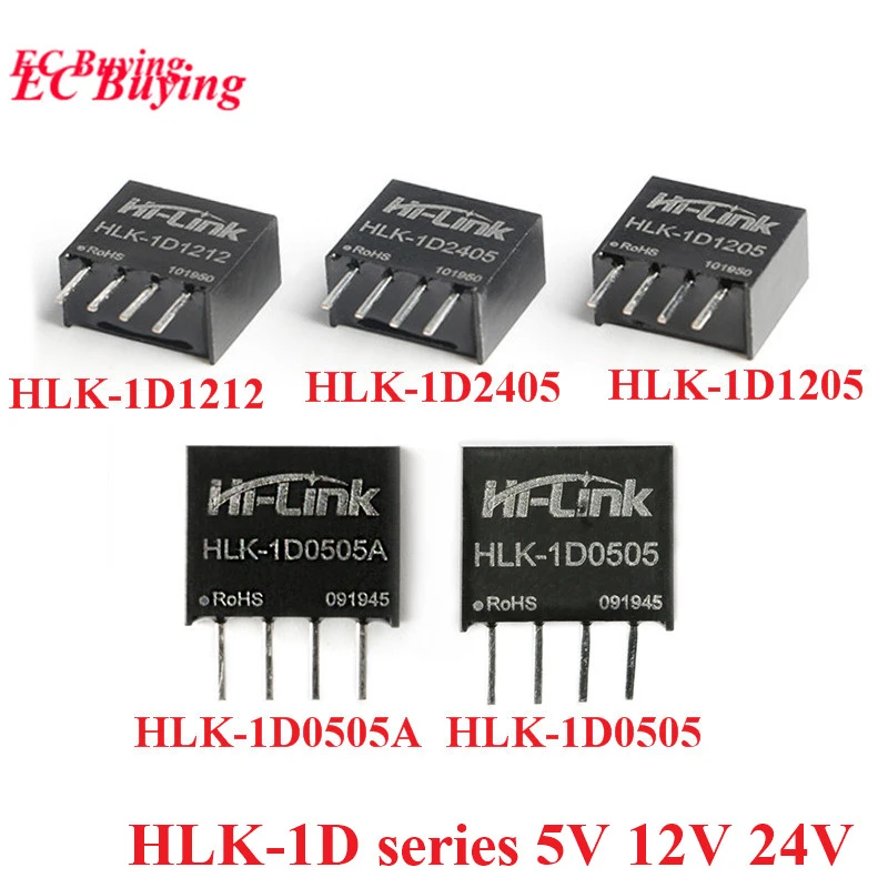 DC-DC Isolated Non-regulated DC DC Power Supply Module 5V 12V 24V to 5V 1W DC to DC SIP HLK-1D1205 1D2405 1D1212 1D0505 1D0505A