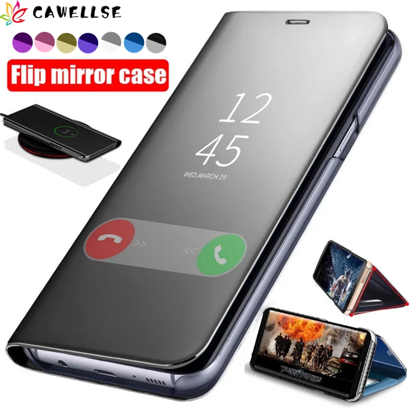 Smart Mirror Flip Phone Case for Xiaomi Redmi Note 10 9 9s 9C 8T 8 9T 9A 7A Mi 11 10 10T Pro Max Lite Poco X3 NFC M3 Bags Cover