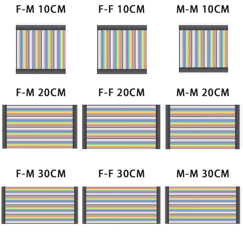 400pcs/lot 10x40pcs Dupont Cable/Line 10cm/20cm/30cm 2.54mm Male to Male or Male to Female or Female to Female jumper wire