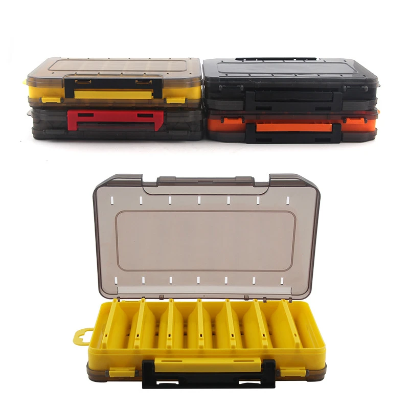 1Pcs 14 Compartments Fishing Lure Boxes Bait Storage Box Fishing Tackle 19cm*12cm*3.6cm Waterproof Double Sided Open Tackle Box