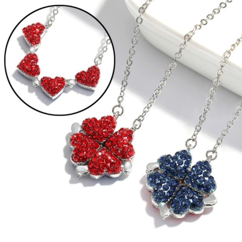 New Fashion Folding Four Clover Pendant Heart Necklaces Simple Flower Necklace for Women Birthday Jewelry Collares De Moda 2020