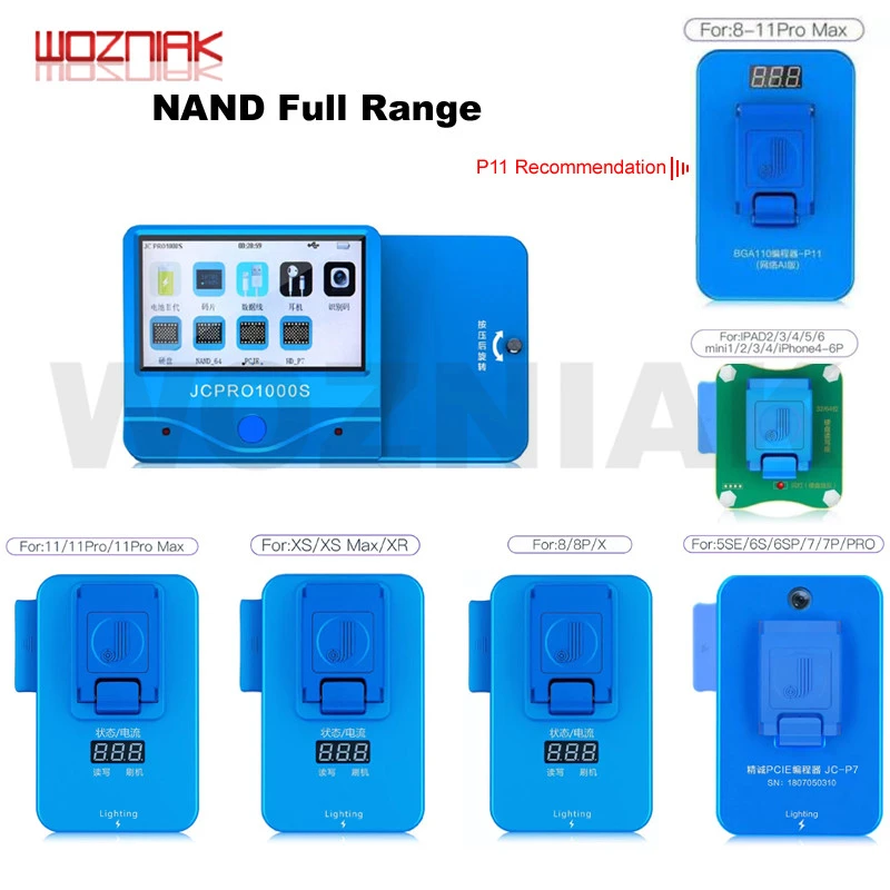 JC P7 P11 PR01000S programmer for iphone 4 5 6 7 8 PLUS X XS 11 PRO MAX NAND Reading Writing for IPAD 2 3 4 5 6 HDD Repair