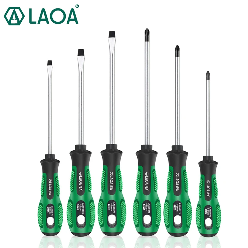 LAOA 6pcs Screwdriver Set Household Repair Tools CR-V Magnetic Screwdrivers Kit Phillips Screwdriver Straight Screwdriver