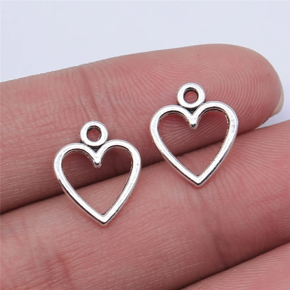 WYSIWYG 40pcs 14x12mm Antique Silver Color Antique Gold Color Hollow Heart Charms For Jewelry Making DIY Jewelry Findings