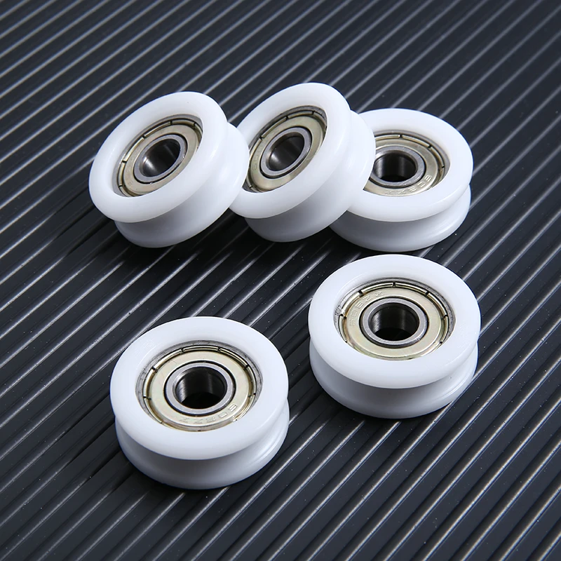 5pcs Nylon Plastic Ball Bearings Embedded 608 U Groove Ball Bearing Guide Pulley 8X30X10mm For Guide Roller Hardware Accessories