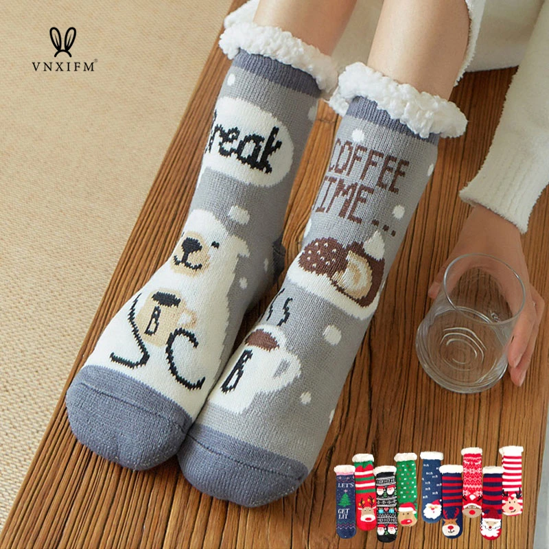 Cute sheep cartoon ladies socks winter thick warm floor socks soft breathable sleep socks new year exquisite gift Christmas sock