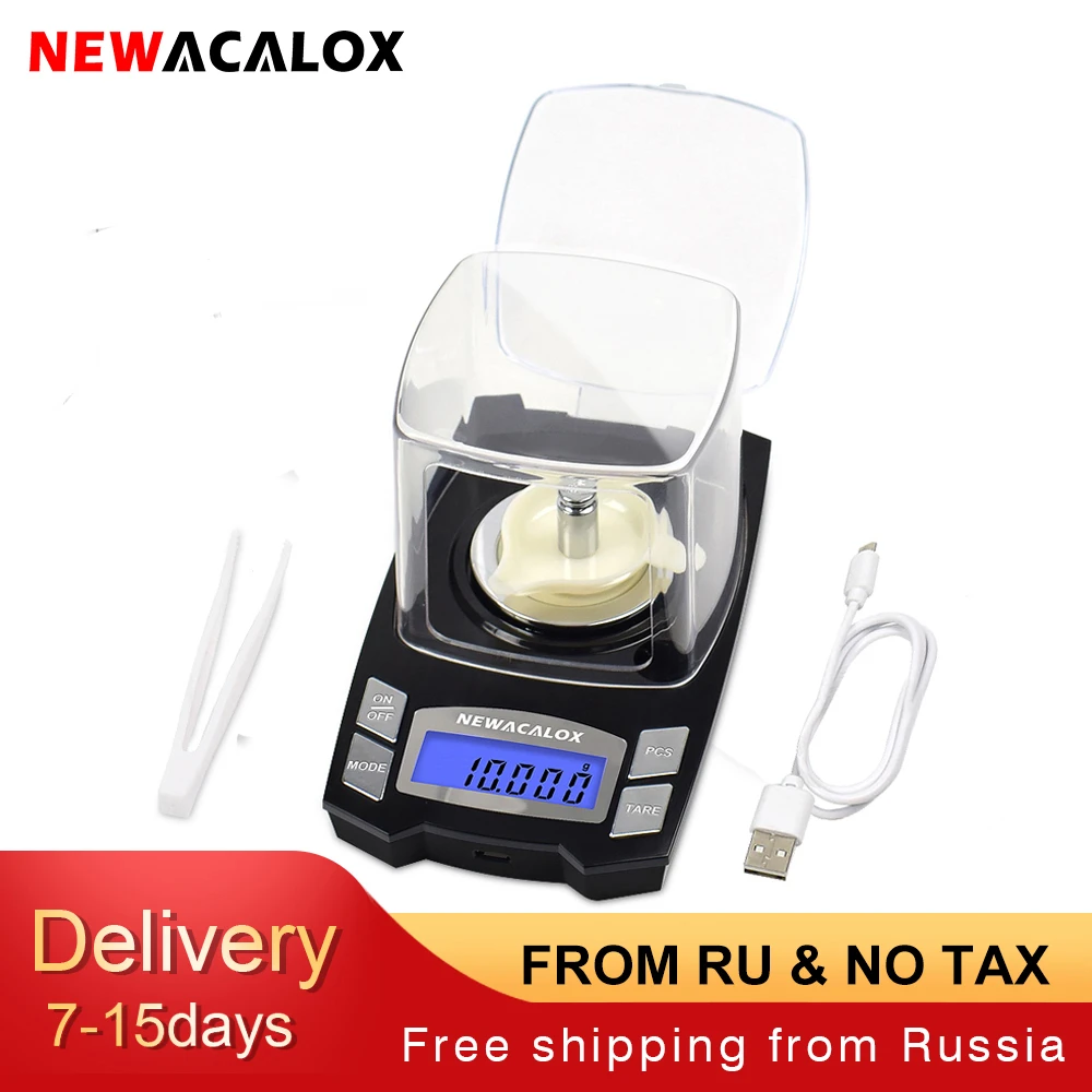 NEWACALOX 50g/100g x 0.001g USB Charging Jewelry Scale LCD Digital Pocket Precision Electronic Scale Medicinal Lab Balance Weigh