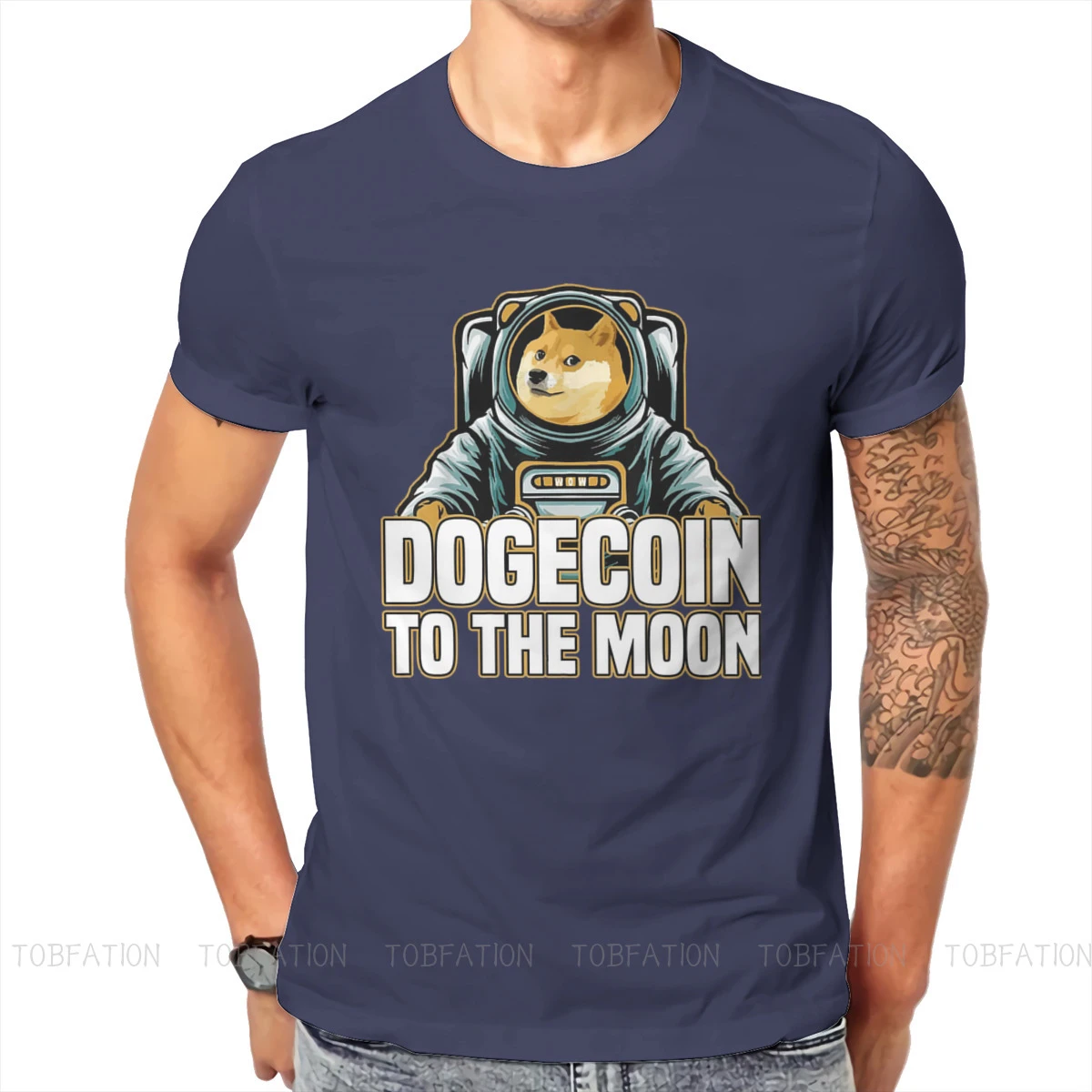 Bitcoin Cryptocurrency Art Dogecoin to the Moon Classic T Shirt Harajuku Punk High Quality Tshirt Loose O-Neck Short Sleeve