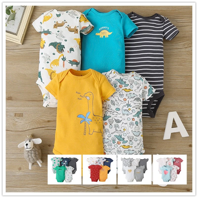 2021 5PCS/Lot Baby Bodysuits 100% Cotton Newborn Baby Boys Clothes Short Sleeve Baby Girls Clothes 0-24M Baby Clothing Jumpsuits