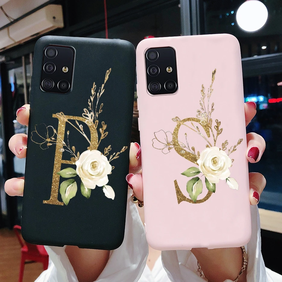 Case For Samsung Galaxy A71 A51 A715F A515F  A 71 51 Case Shockproof Bumper cute Letters Silicone Soft TPU phone Back Cover Case