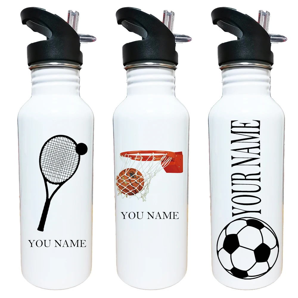 Customize water bottle stainless steel metal bottle print your name 600 ML sports water bottle gift Coach Player sports fans