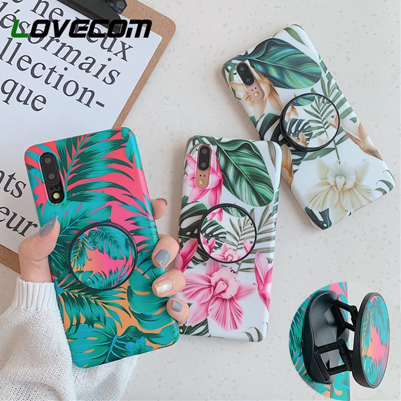 LOVECOM Retro Flower Phone Case With Holder For Samsung A42 S20FE S20 Plus S21 S10 Plus A21S A50 Note 20 Pro Soft Bumper Cover