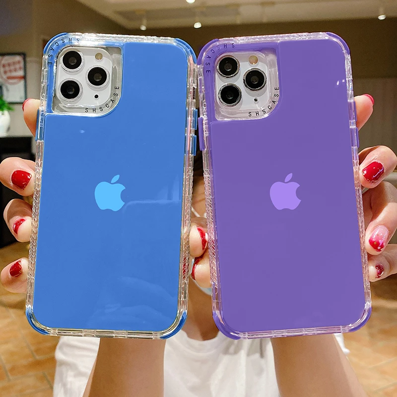 Shockproof Transparent Phone Case For iPhone 13 12 11Pro Max XR X XS Max 7 8 Plus 12 Mini Soft Silicone Bumper Armor Back Cover