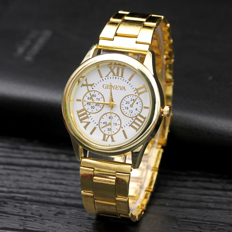 Business Women Watches Classic Woman Alloy Roman Numerals Golden WristWatches Ladies Dress Clocks Relogio Masculino Reloj Mujer