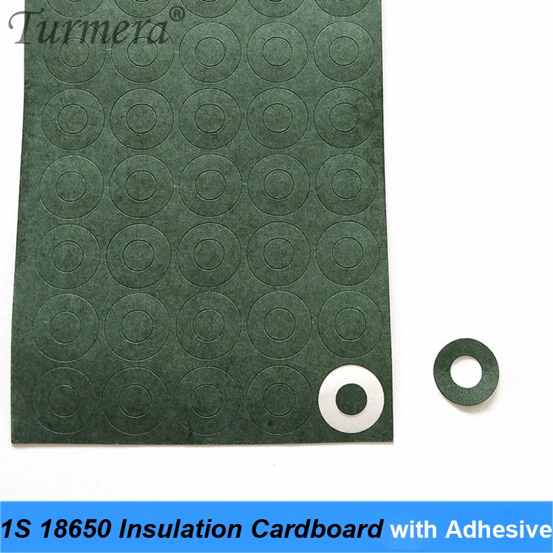 100Pieces 1S 18650 Battery Insulation cardboard with Adhesive for 18650 Battery Pack Cell Insulating Glue Patch Positive Turmera