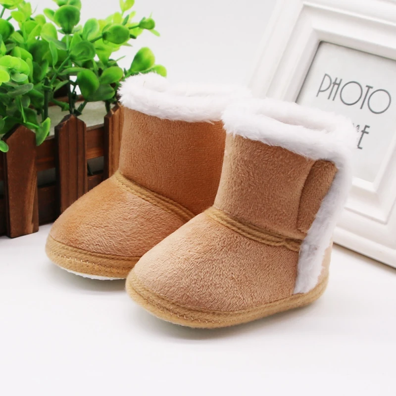 Bobora 0-18 Month Baby Winter Warm Fur Snow Boots Baby Booties Anti-slip Infant Boys Bootie Shoes