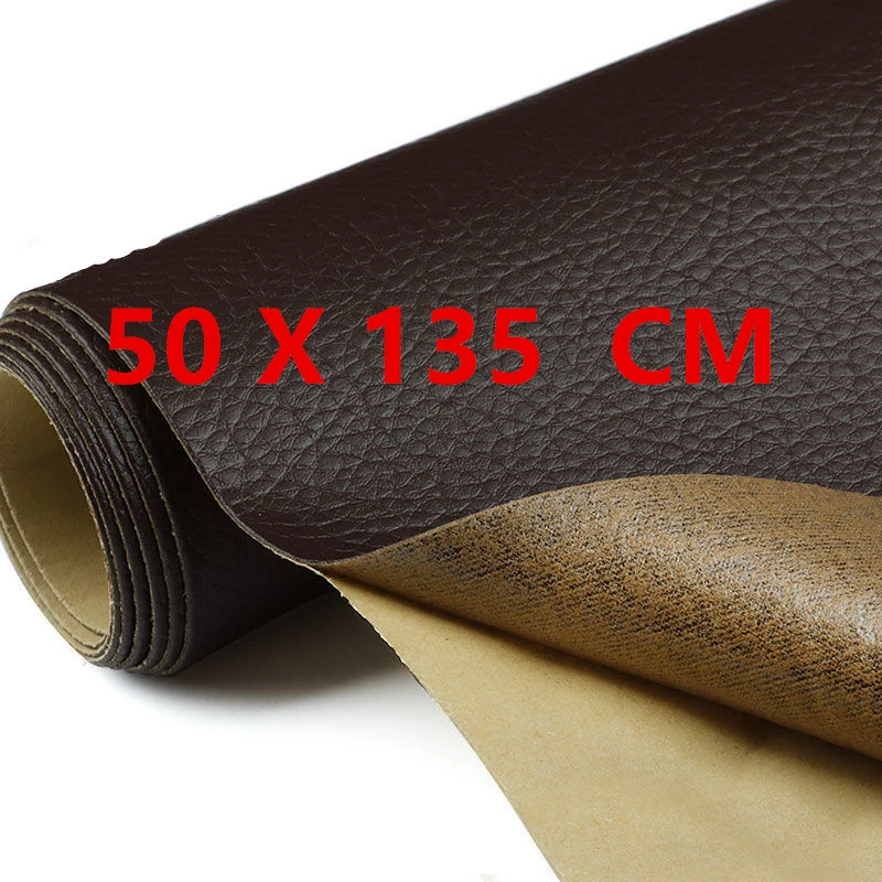 Leather Tape  50 x 135  cm  Self-Adhesive Leather Repair Patch for Sofas, Couch, Furniture, Drivers Seat(Dark Brown)