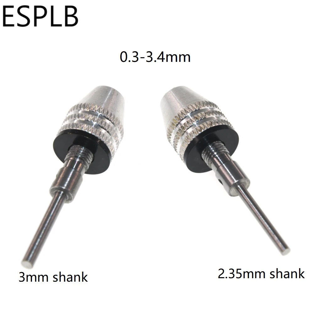 0.3-3.4mm Keyless Drill Chuck Bit Quick Change 2.35mm/3mm Shank Adapter Converter Tool Bit