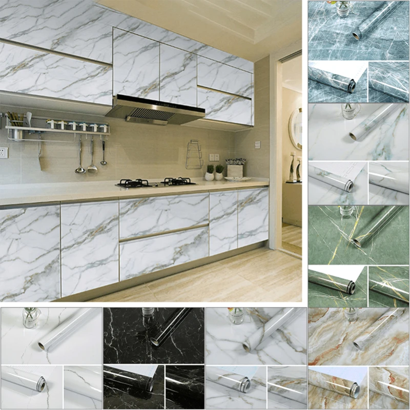 1/3/5/10M Kitchen Marble Contact Paper PVC Wall Stickers Marble Cabinet Countertop Stickers Self Adhesive Waterproof Wallpaper