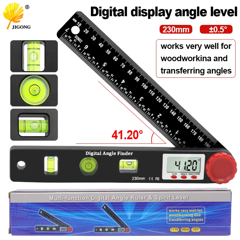 230mm 4in1 digital protractor angle ruler spirit level universal level ruler woodworking angle 360 degree angle protractor