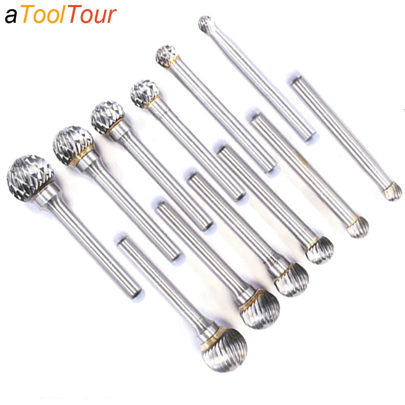 Ball Head Die Grinder Bits Carving Abrasive Tools Tungsten Rotary File Carbide Burr Milling Cutter Drill For Metal Wood Plastic