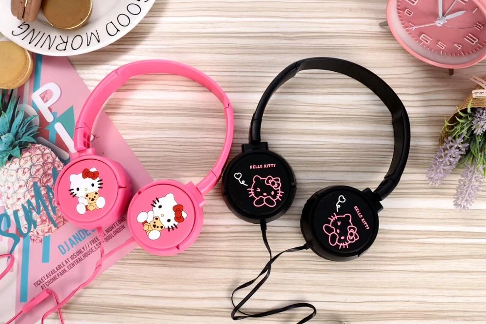 Kids Cute Cartoons Headphones for Children Girls Foldable Adjustable Over Ear Headsets for iPad Cellphones Computer