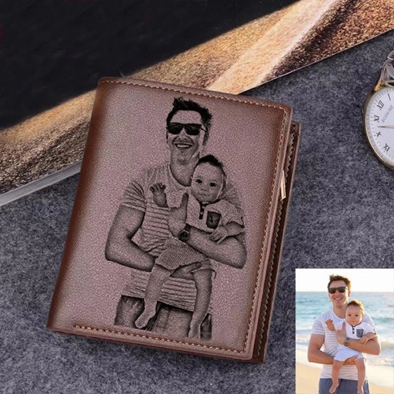 New Custom Wallets Men High Quality PU Leather Engraved Name Wallets Men Short Purse Personality Wallet Luxury Father's Day Gift