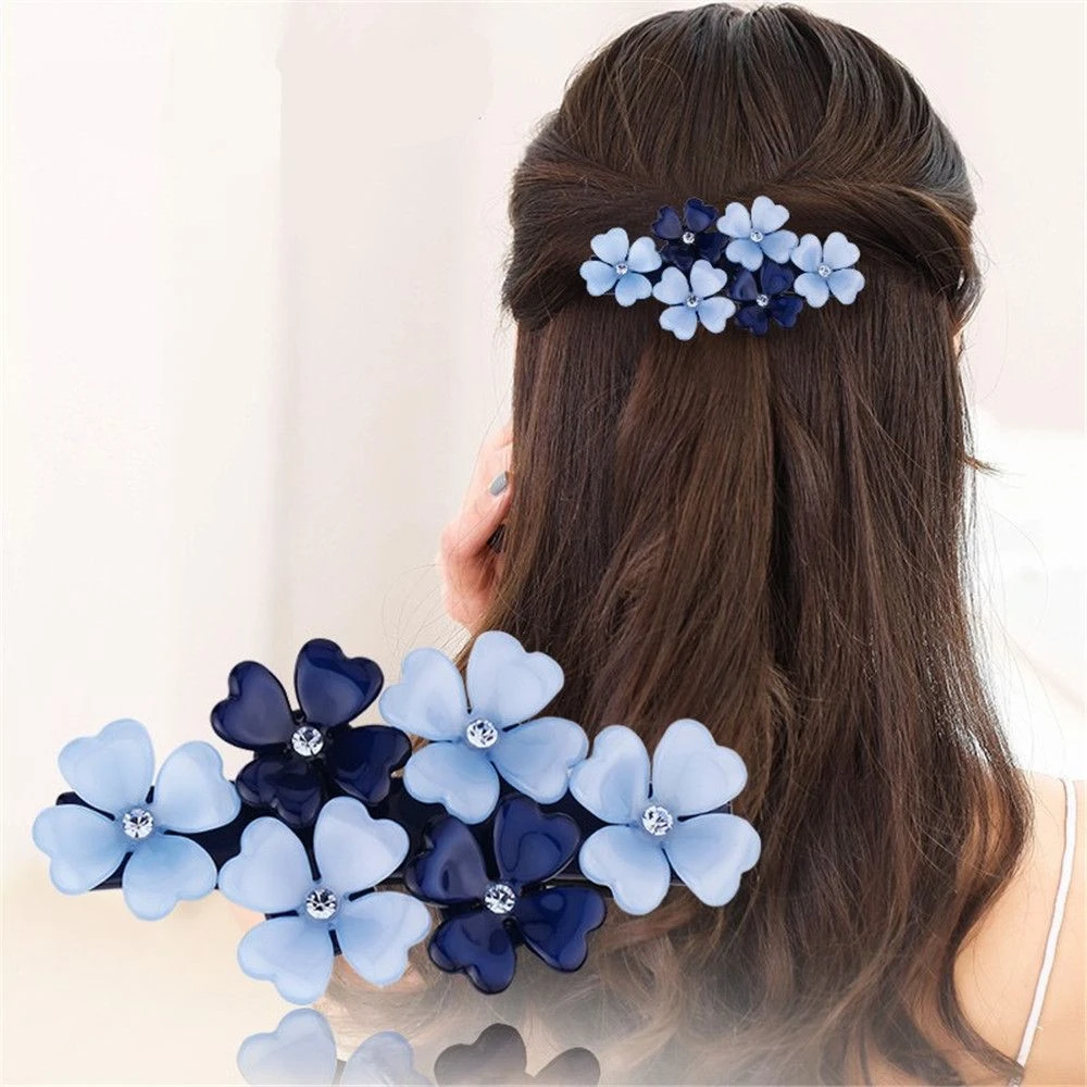 2021 New Elegant Flower Shape Hairpins Crystal Alloy Girls Barrette Hair Clips Spring Women Headdress Clip Hair Accessories