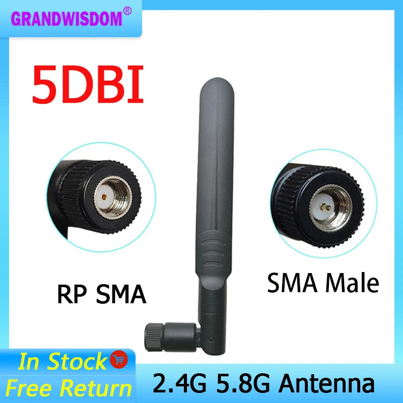 2.4GHz 5GHz 5.8Ghz Antenna 5dBi RP-SMA Connector Dual Band wifi Antena aerial SMA female wireless router 2.4 ghz 5.8 ghz IOT