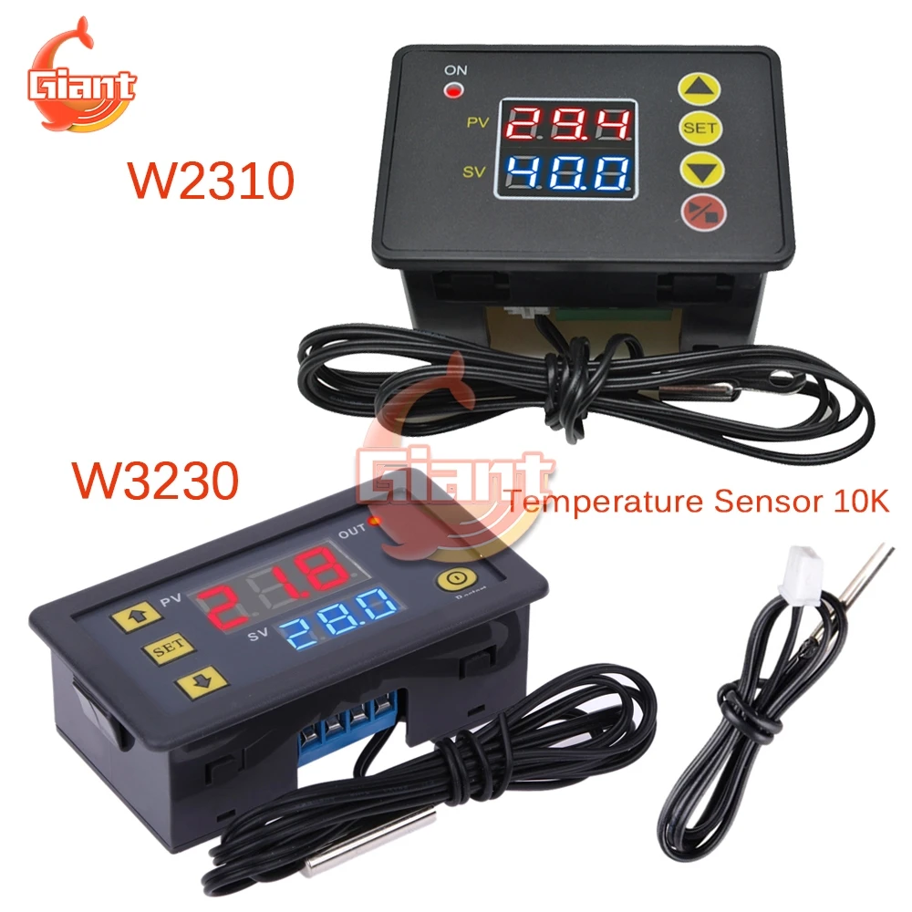 DC 12V 24V AC 110V 220V W3230 W2310 Temperature Controller Digital Thermostat LED Diaplay NTC Sensor Temperature Control Switch