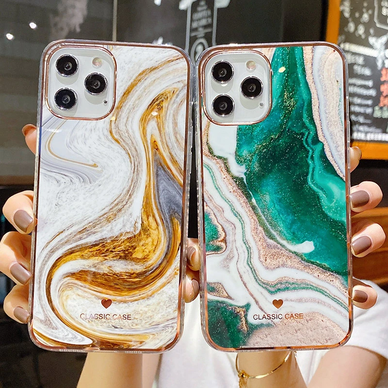 Glitter Gradient Marble Texture Phone Case For iPhone 11 12 13 Pro Max XR XS Max X 7 8 Plus 13 Pro Shockproof Bumper Back Cover