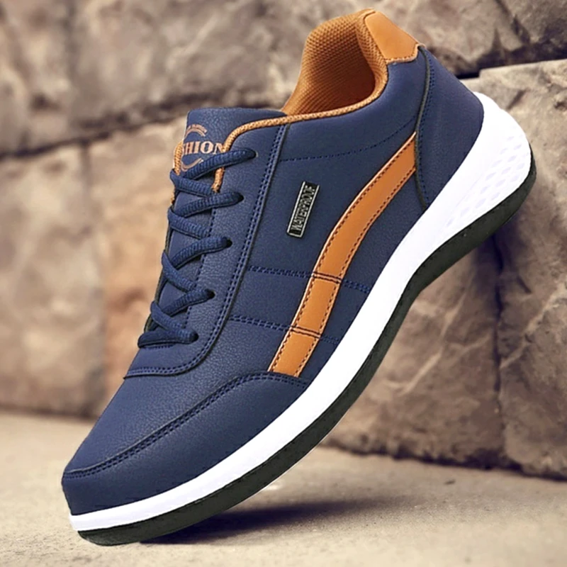 Leather Men Shoes Sneakers Trend Casual Shoe Italian Breathable Leisure Male Sneakers Non-slip Footwear Men Vulcanized Shoes