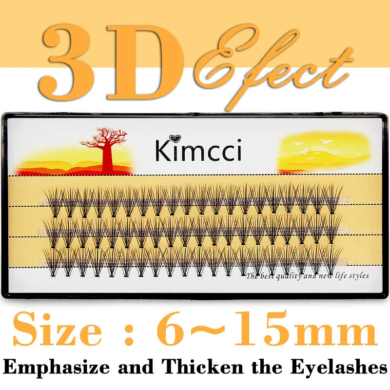 Kimcci Natural long Individual Flare Lashes Cluster False Eyelashes 60 bundles/boxes Makeup 10D Mink Eyelash Extension Grafting